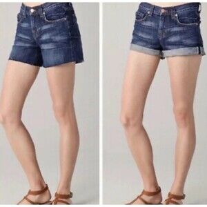 J BRAND Women's Size 26 SCORPIO Cut-Off Distressed Blue Jean Denim‎ Shorts